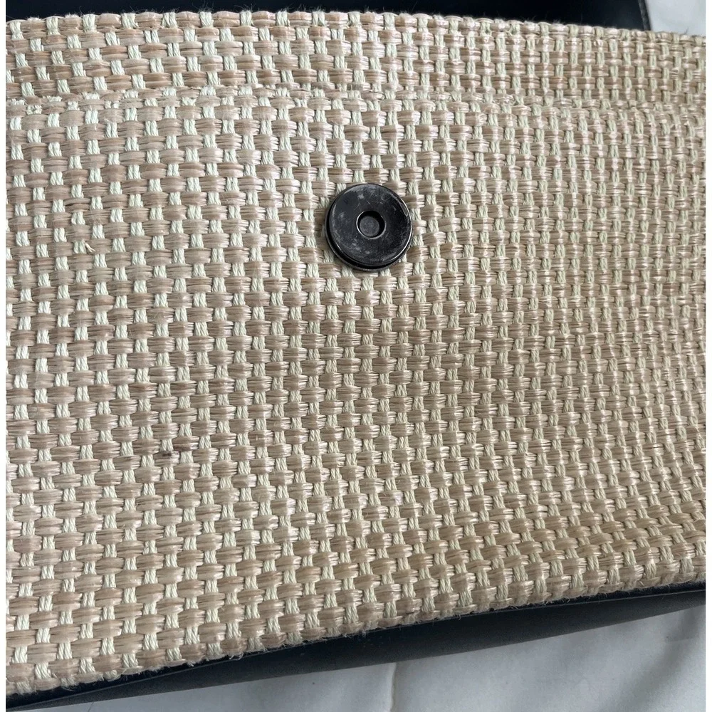 Amanda Smith Woven Weave Shoulder Bag Beach Purse‎ Brown Pockets Leather